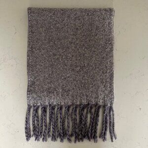 Kismet Chunky Knit Fringed Polyester Acrylic Scarf/Wrap Lavender + Grey Sz OS